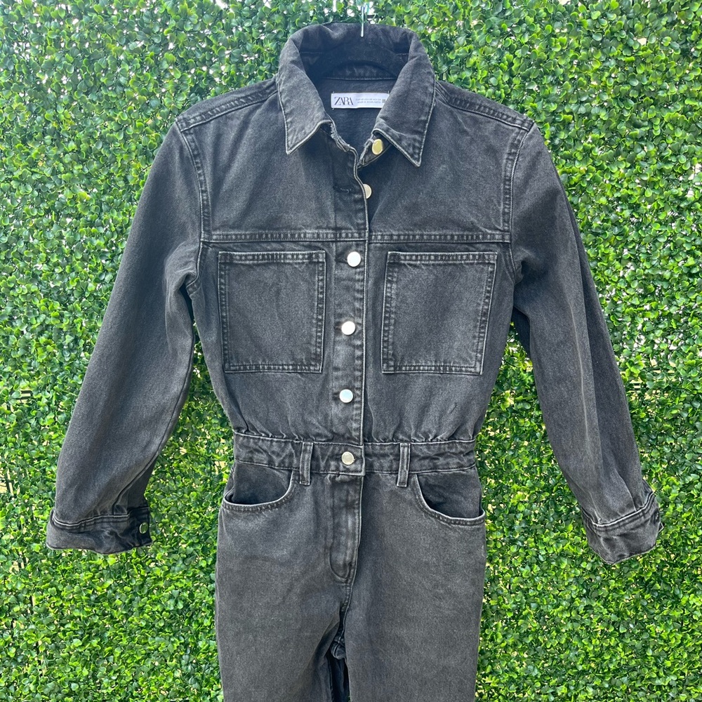 Zara Charcoal Denim Jumpsuit